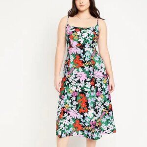 NWT OLD NAVY Fit & Flare Cami Midi Dress w POCKETS - Blue Multi Floral, Small